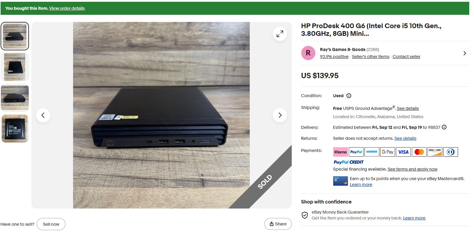 HP ProDesk 400 G6 eBay Posting